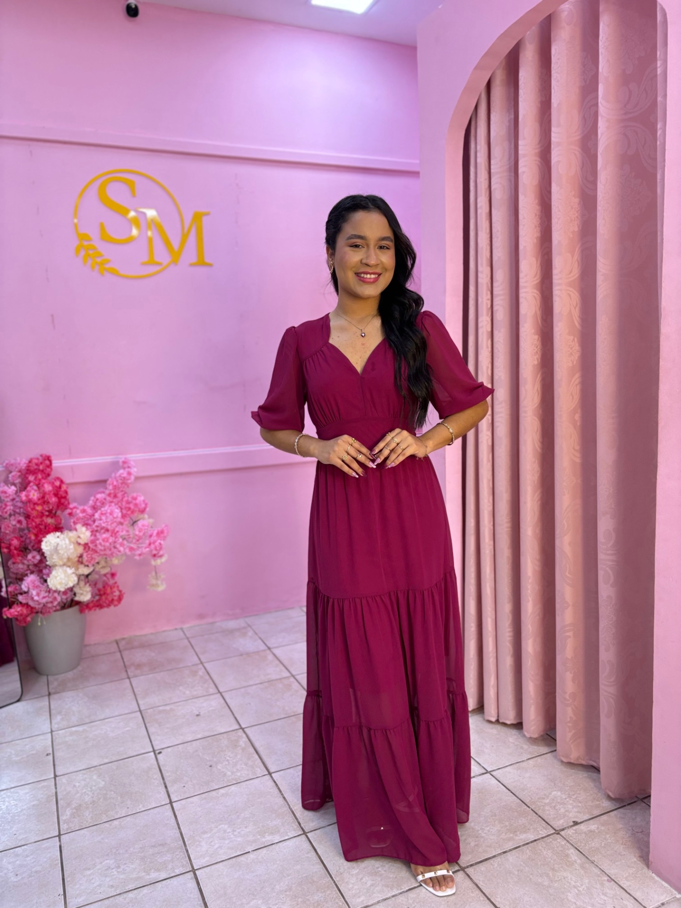 Vestido Luana Longo Bordô — Vestidos feminino Sarah Modas Slz São Luís