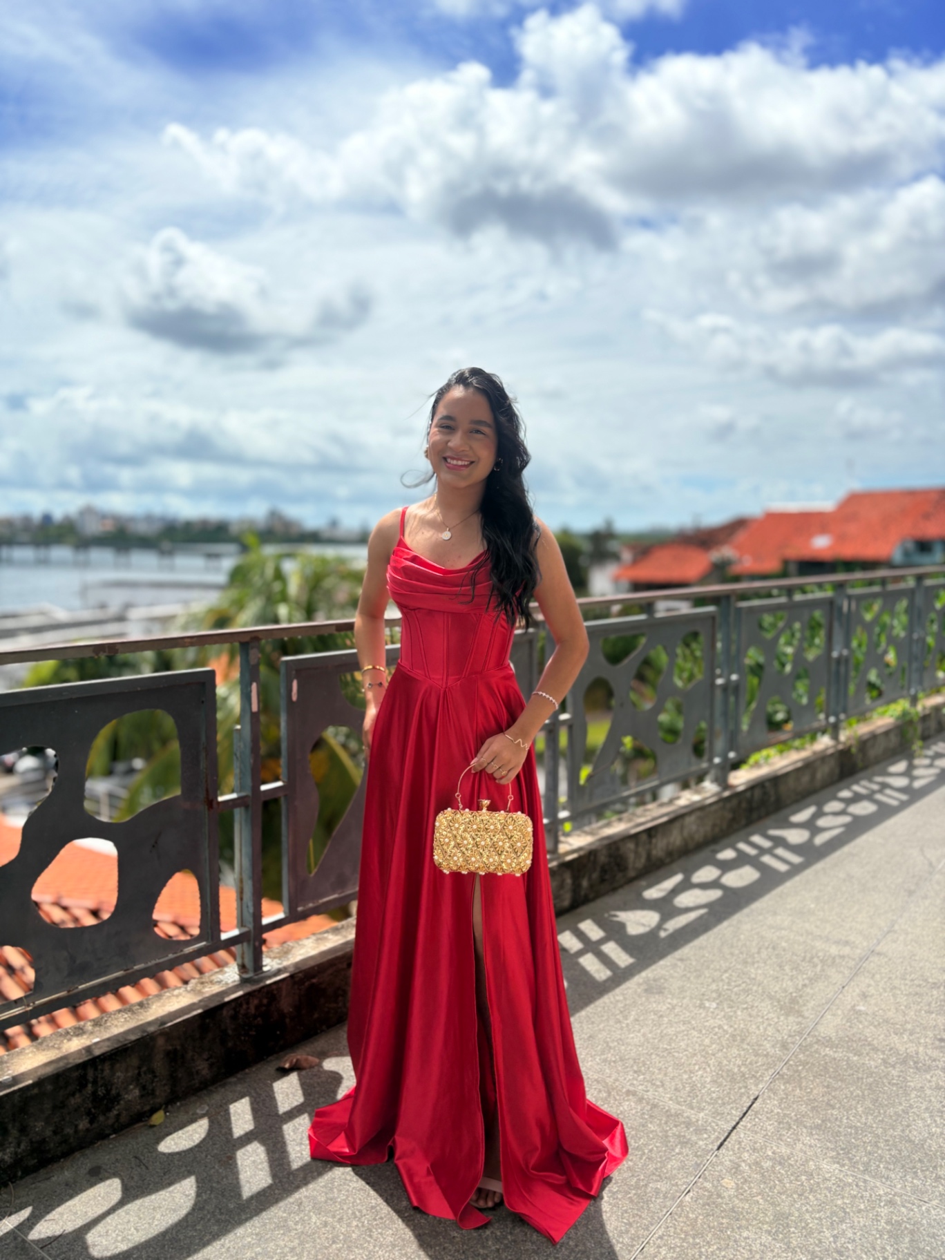 Vestido Scarlet vermelho cetim de festa