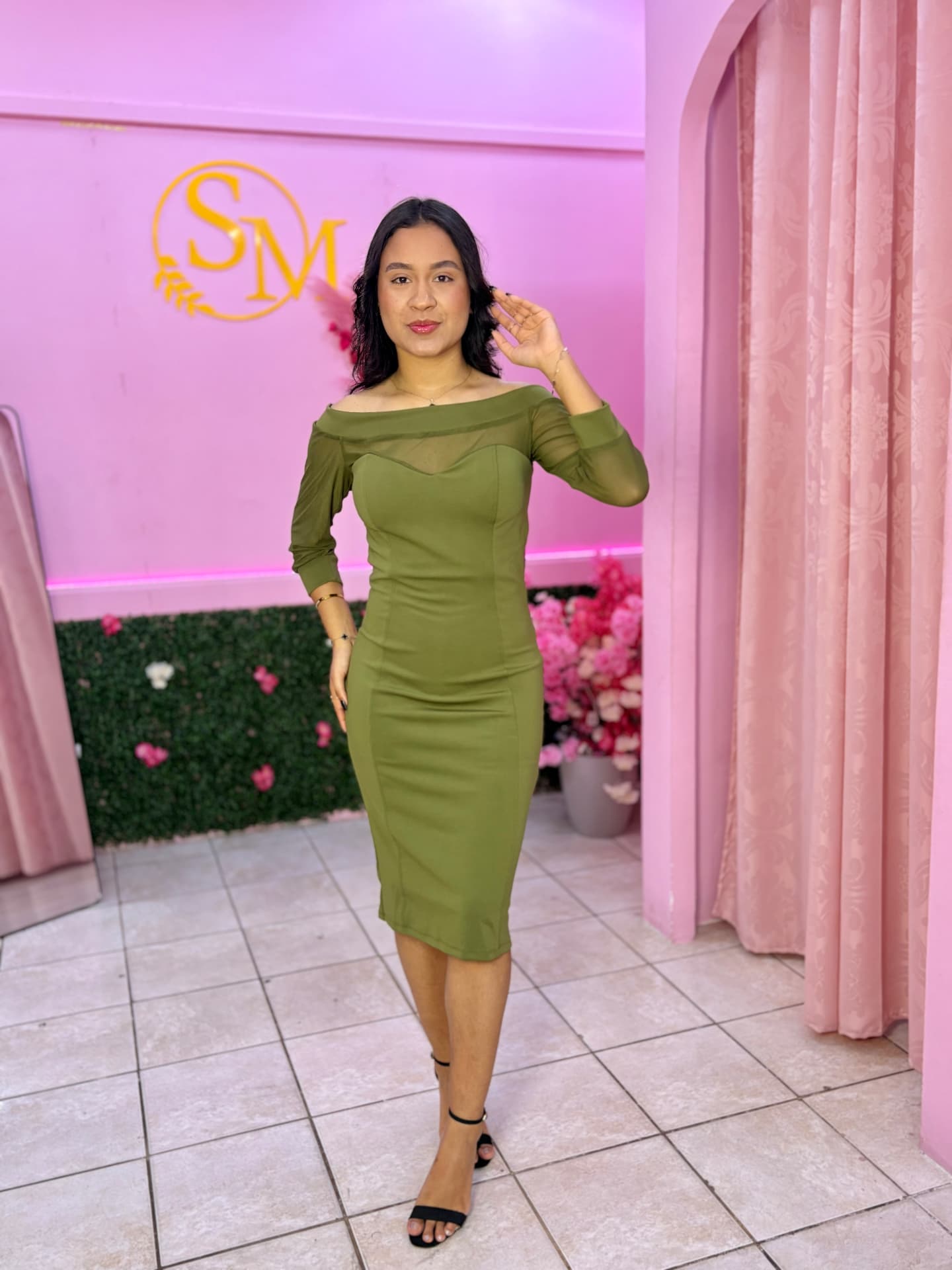 Vestido Camila Verde Oliva Midi — Vestidos feminino Sarah Modas Slz São Luís