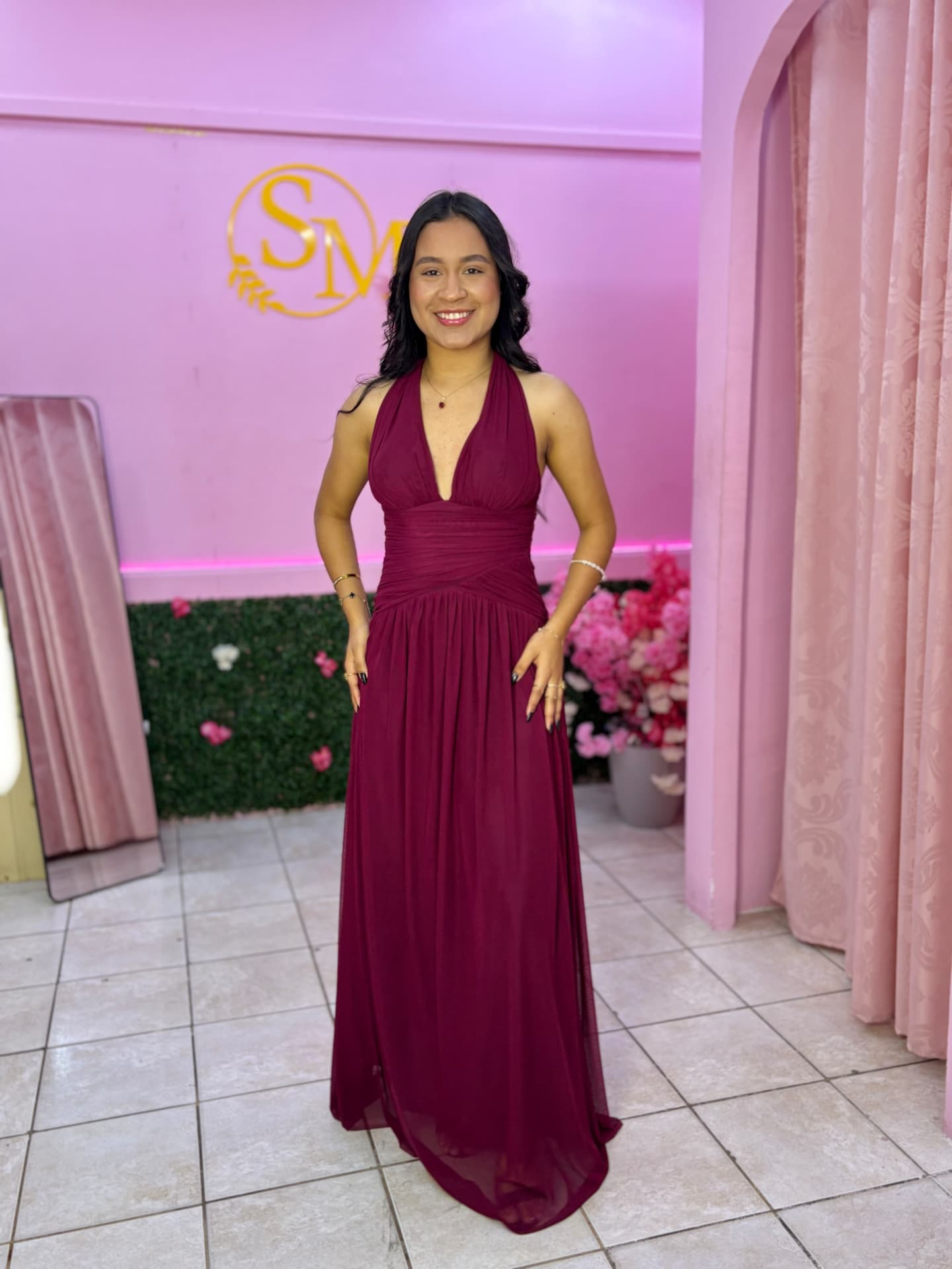 Vestido Beatriz Vinho Tule — Vestidos feminino Sarah Modas Slz São Luís