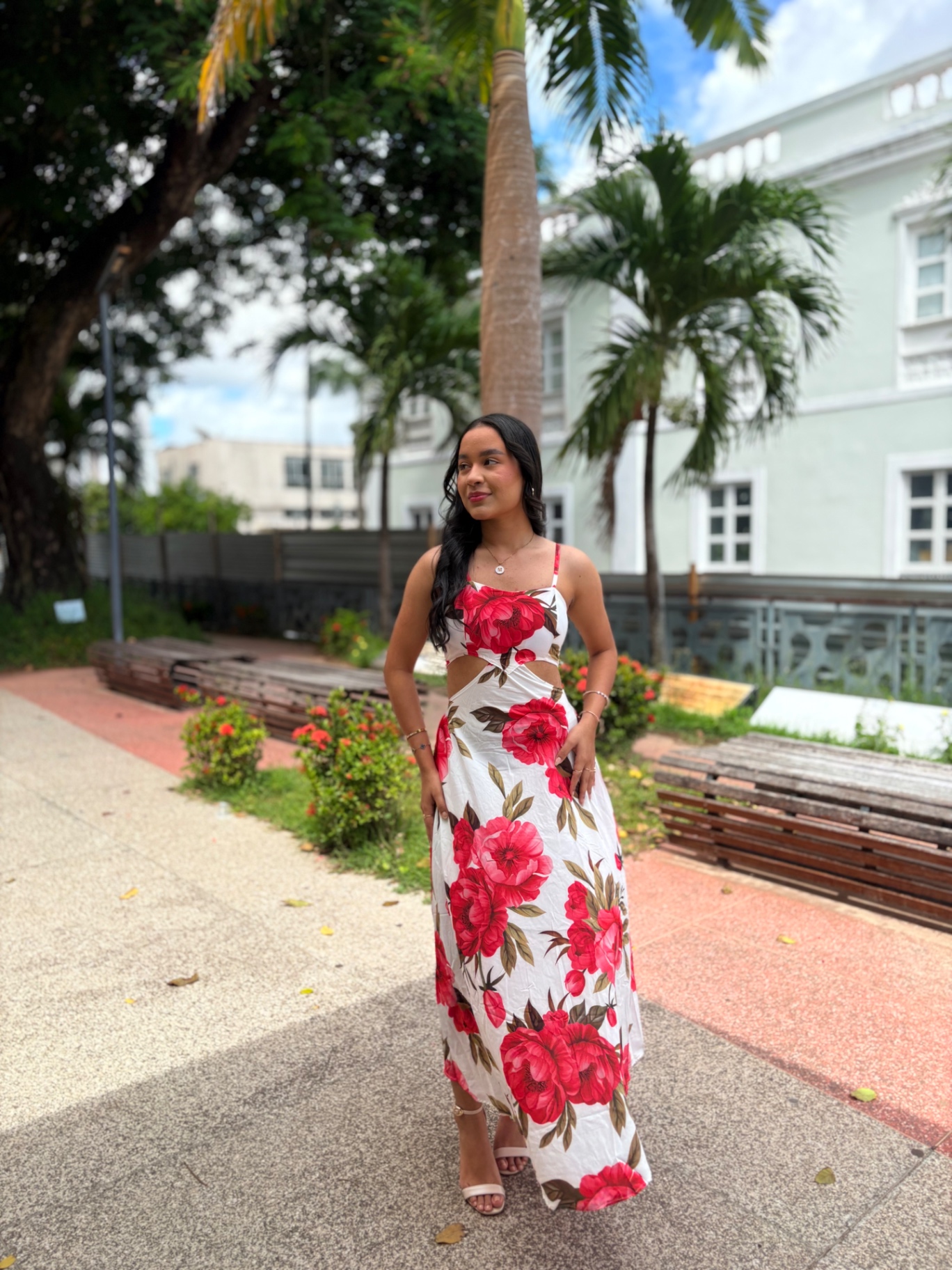 Vestido Rosália Floral Vermelho — Vestidos feminino Sarah Modas Slz São Luís