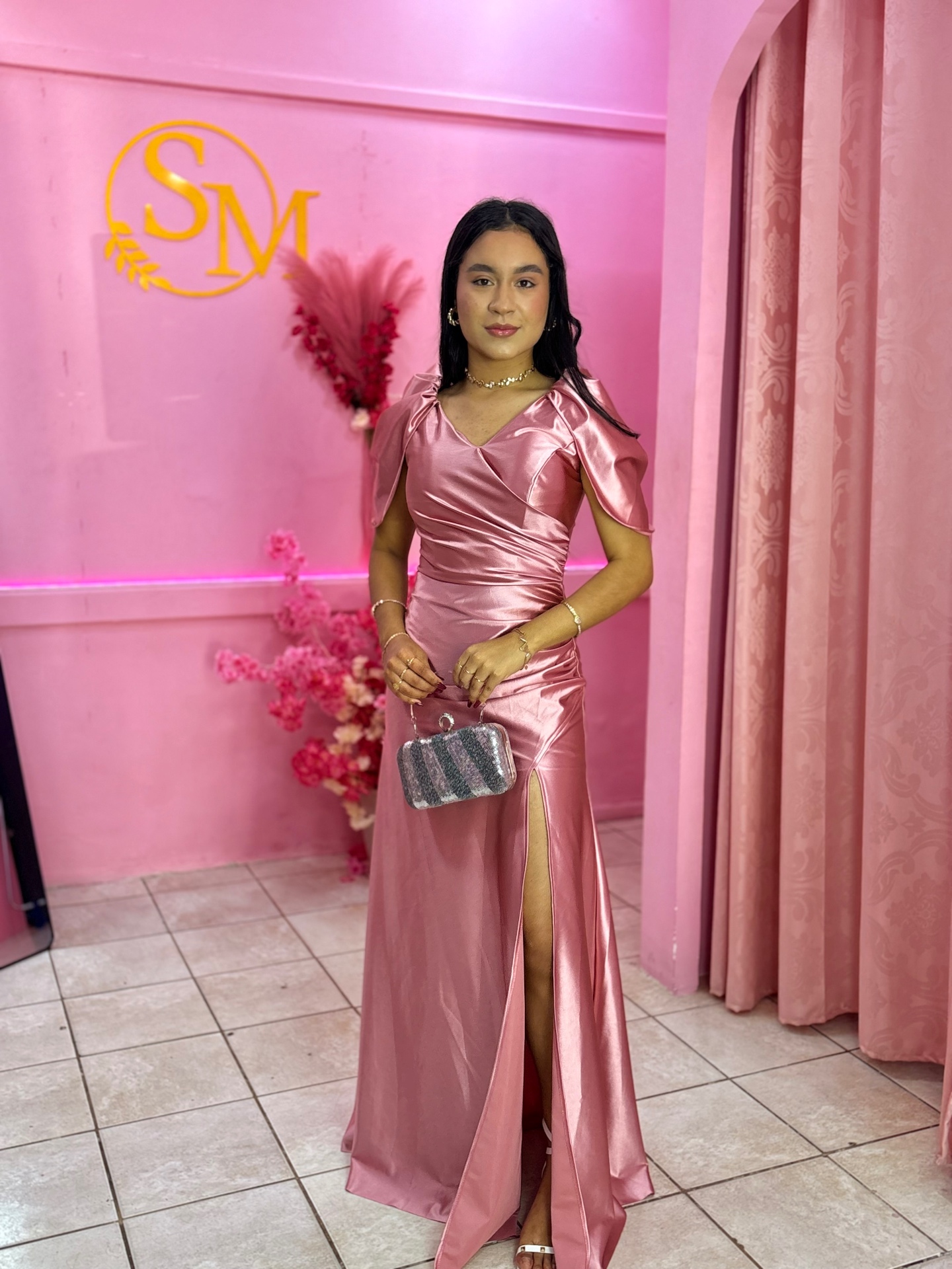 Vestido Aurora Rose Cetim — Vestidos feminino Sarah Modas Slz São Luís