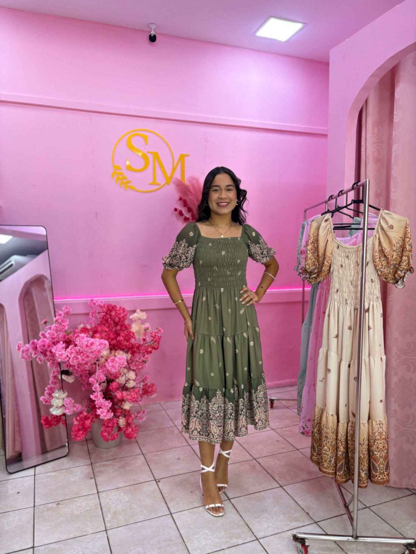 Vestido Oliva Verde Paisley — Vestidos feminino Sarah Modas Slz São Luís