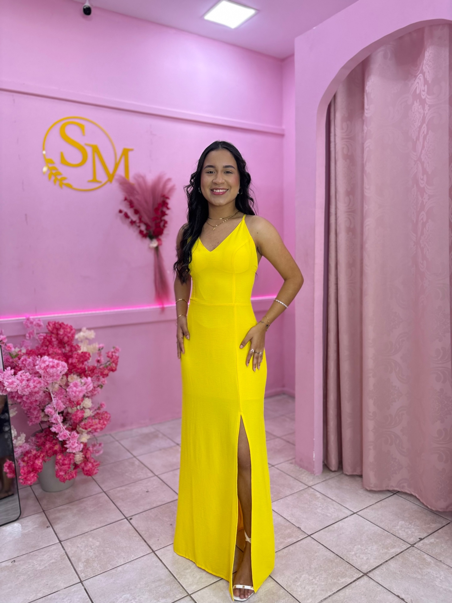 Vestido Amanda Amarelo Longo — Vestidos feminino Sarah Modas Slz São Luís