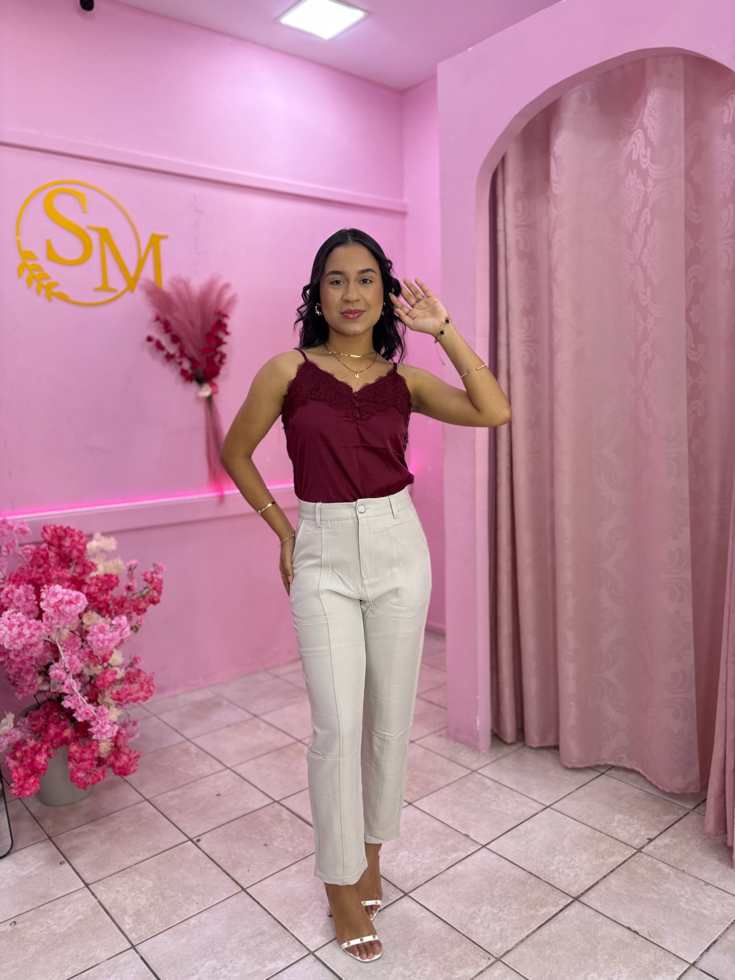 Conjunto Yasmin Vinho e Areia