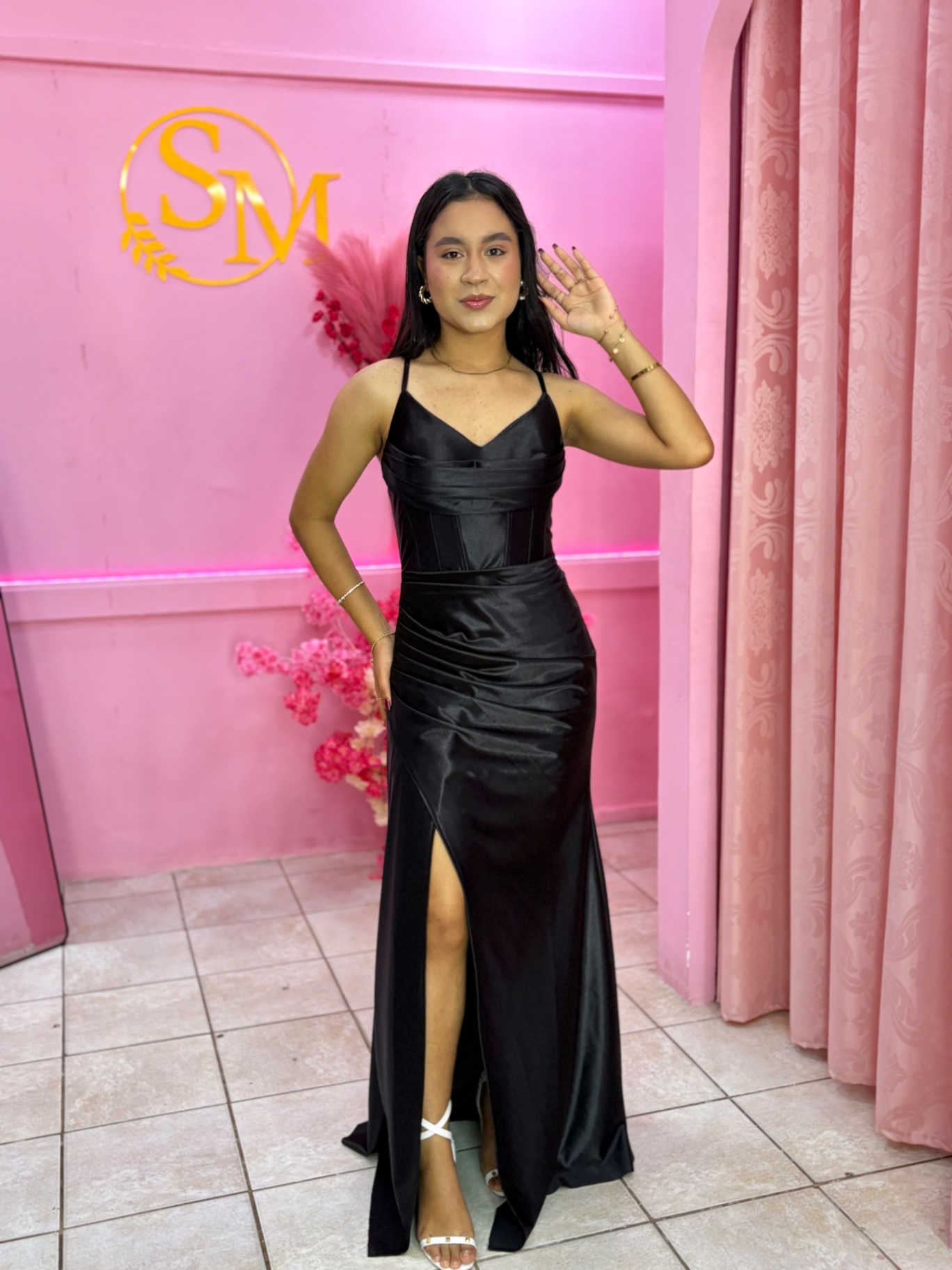 Vestido Isabela Preto Cetim — Vestidos feminino Sarah Modas Slz São Luís