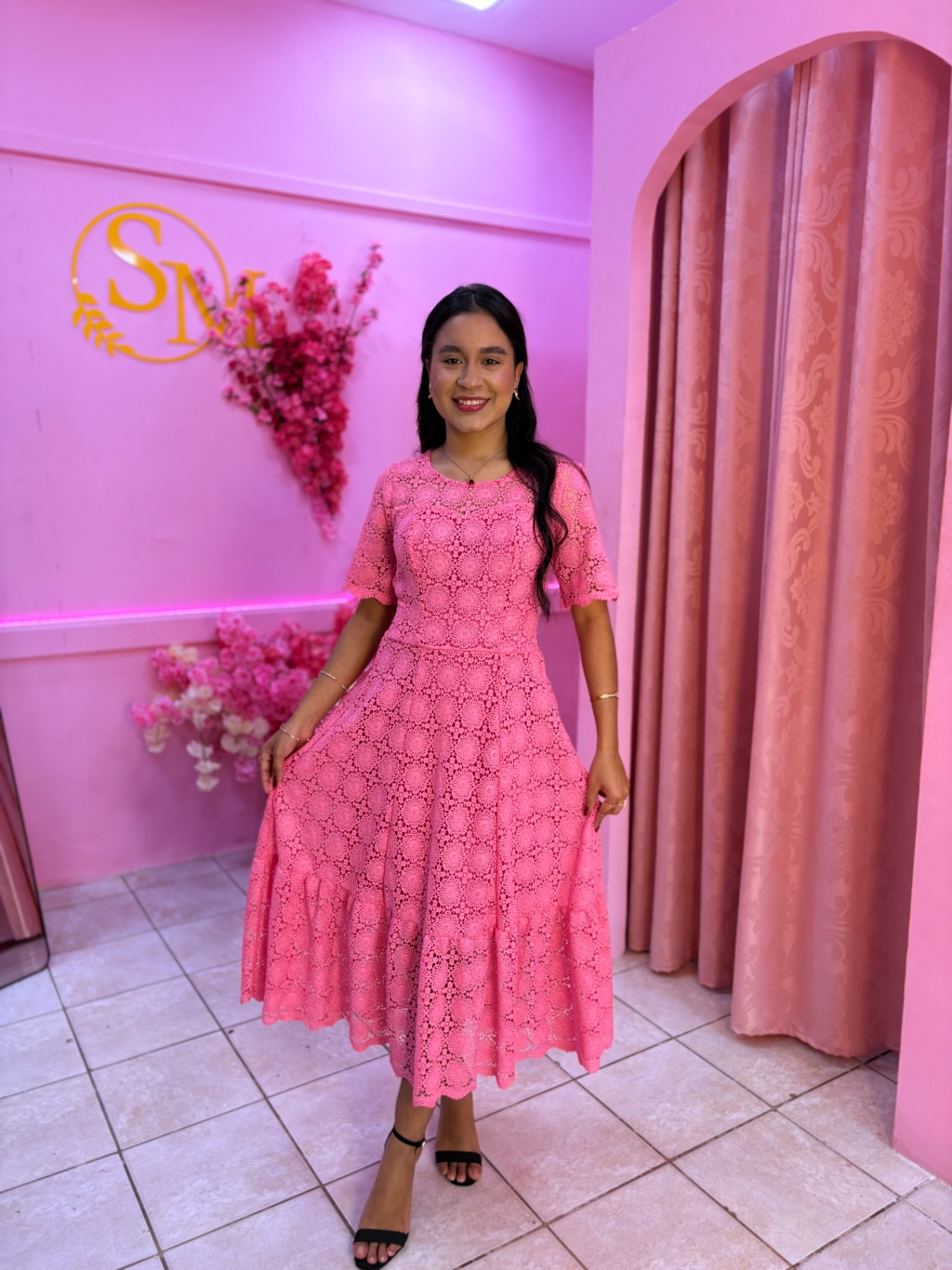 Vestido Sofia Renda Rosa